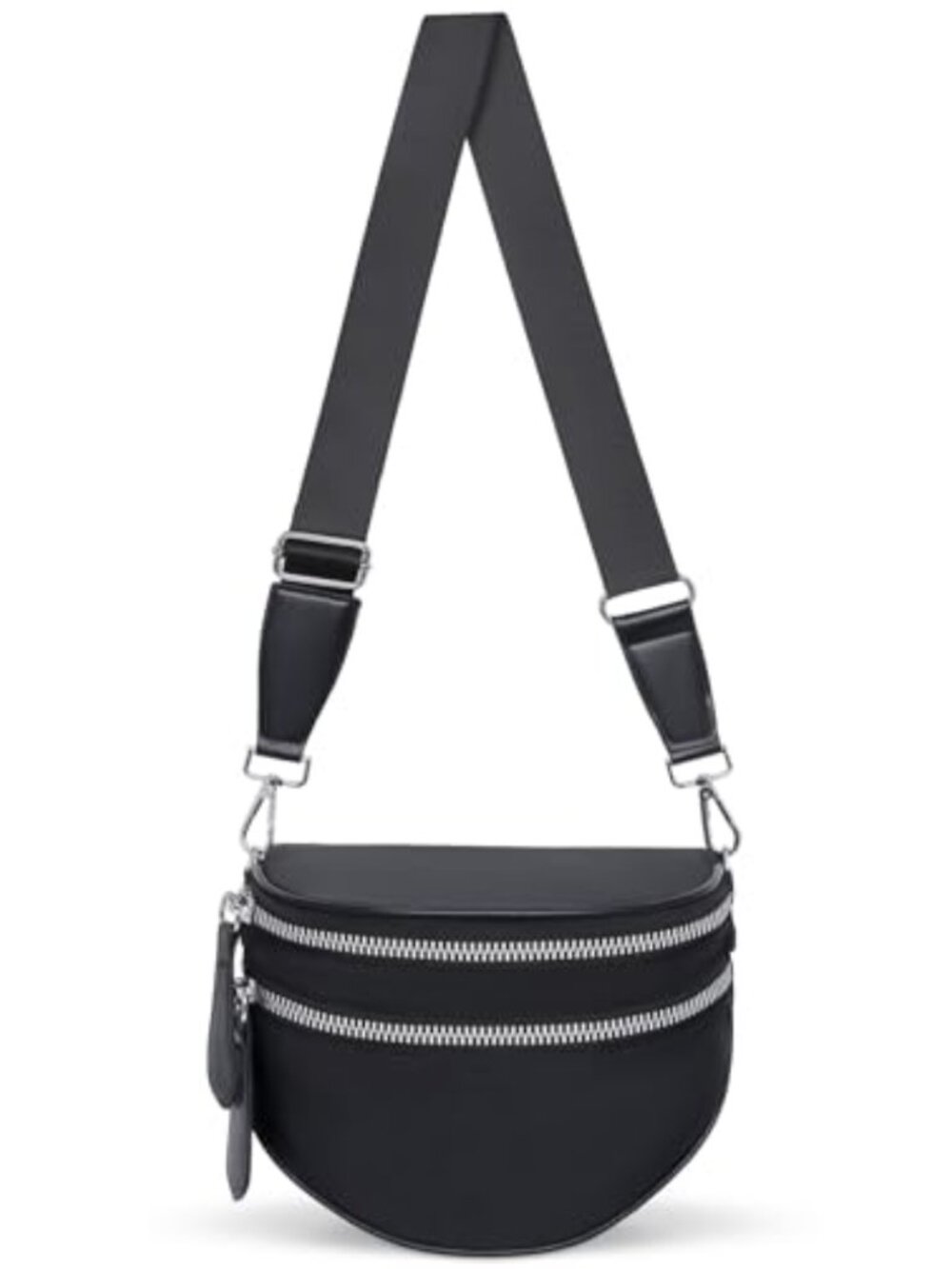 Nylon Crossbody Bag Wide Adjustable Strap Crescent Shoulder Fanny Pack Travel